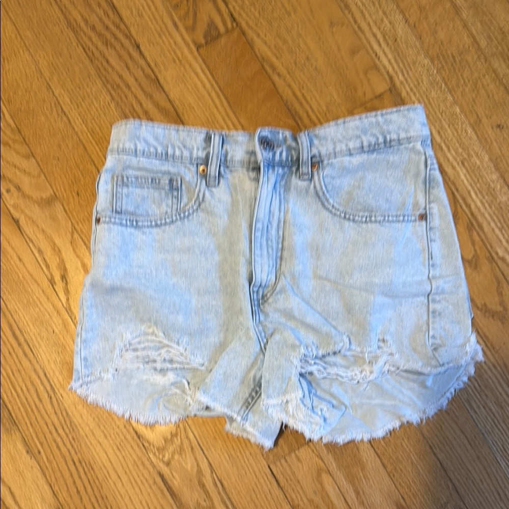 Ardene Blue Distressed Jean Shorts Raw Hem